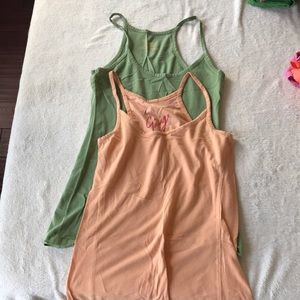 Salmon and green tank tops